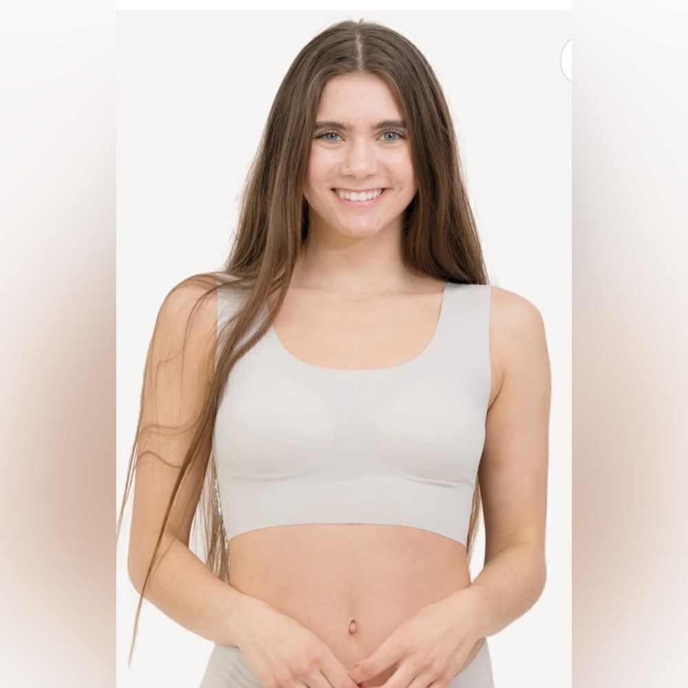 GREY COOBIE INVISIBLE STRAPS SCOOP BRA SIZE LARGE